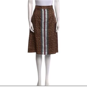 Burberry Brown A-Line Skirt with Stripes